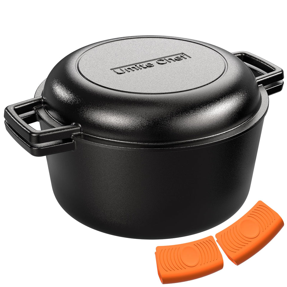 Umite Chef 7QT Dutch oven with skillet lid, ideal for braise and sear meals.