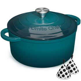 Umite Chef 7QT emerald-lid demonstrates tight seal for juicy braises and even heat