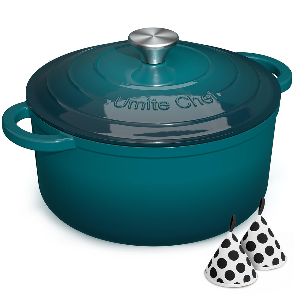 Umite Chef 7QT emerald-lid demonstrates tight seal for juicy braises and even heat