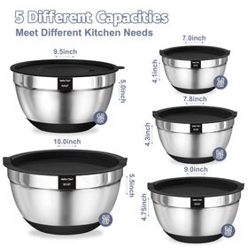 Umite Chef airtight lids on bowls for fresh storage and spill prevention.
