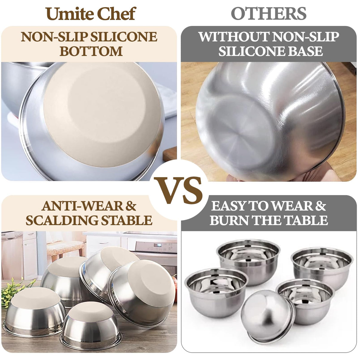 Umite Chef airtight lids and size labels help keep ingredients fresh and organized.