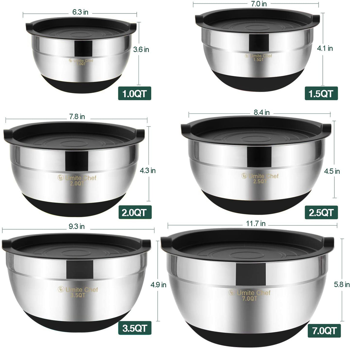 Umite Chef BPA-free plastic lids ensure safe, reliable food storage.