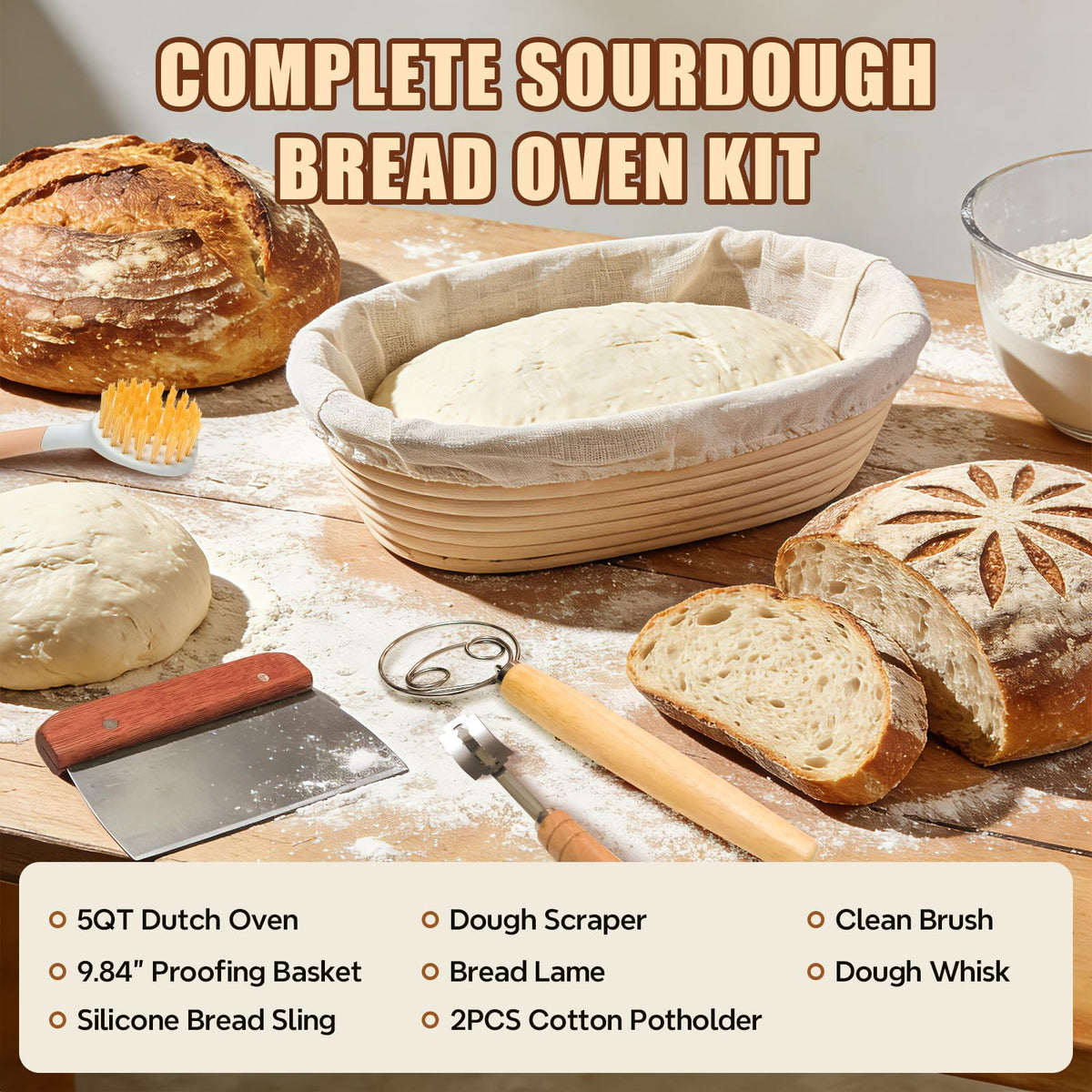 Umite Chef bread sling transfers hot loaves safely from oven.