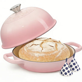 Umite Chef cast iron Dutch Oven front view highlighting heat retention for crispy bakery crust.