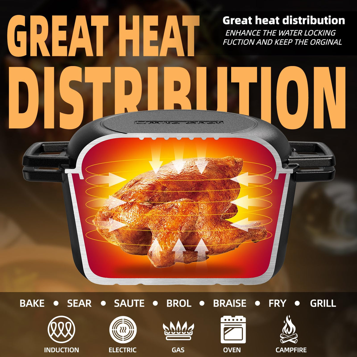 Umite Chef cast iron pot with silicone sleeves protects hands during cooking