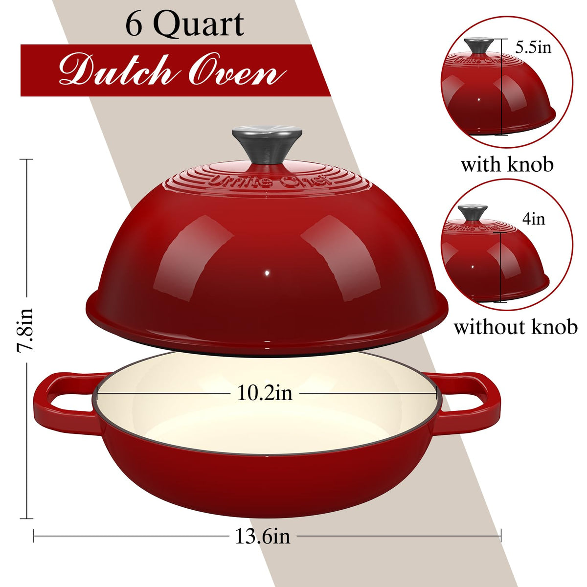 Umite Chef cotton potholders included for safe handling of hot cookware.