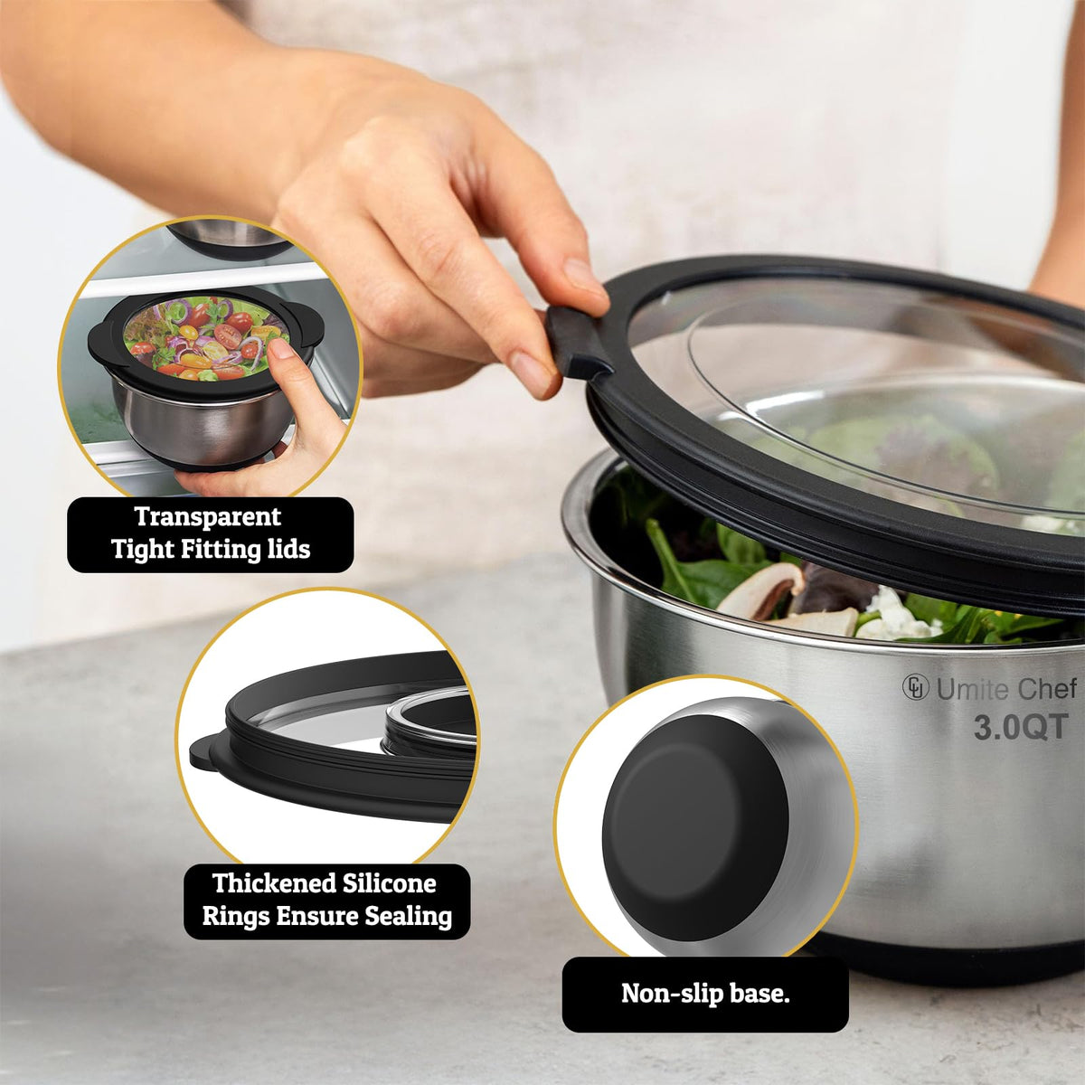 Umite Chef crystal-clear lid lets you monitor dough rise and greens without lifting the lid.