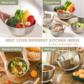 Umite Chef deep mixing bowls handle large batters and salads with minimal splatter.