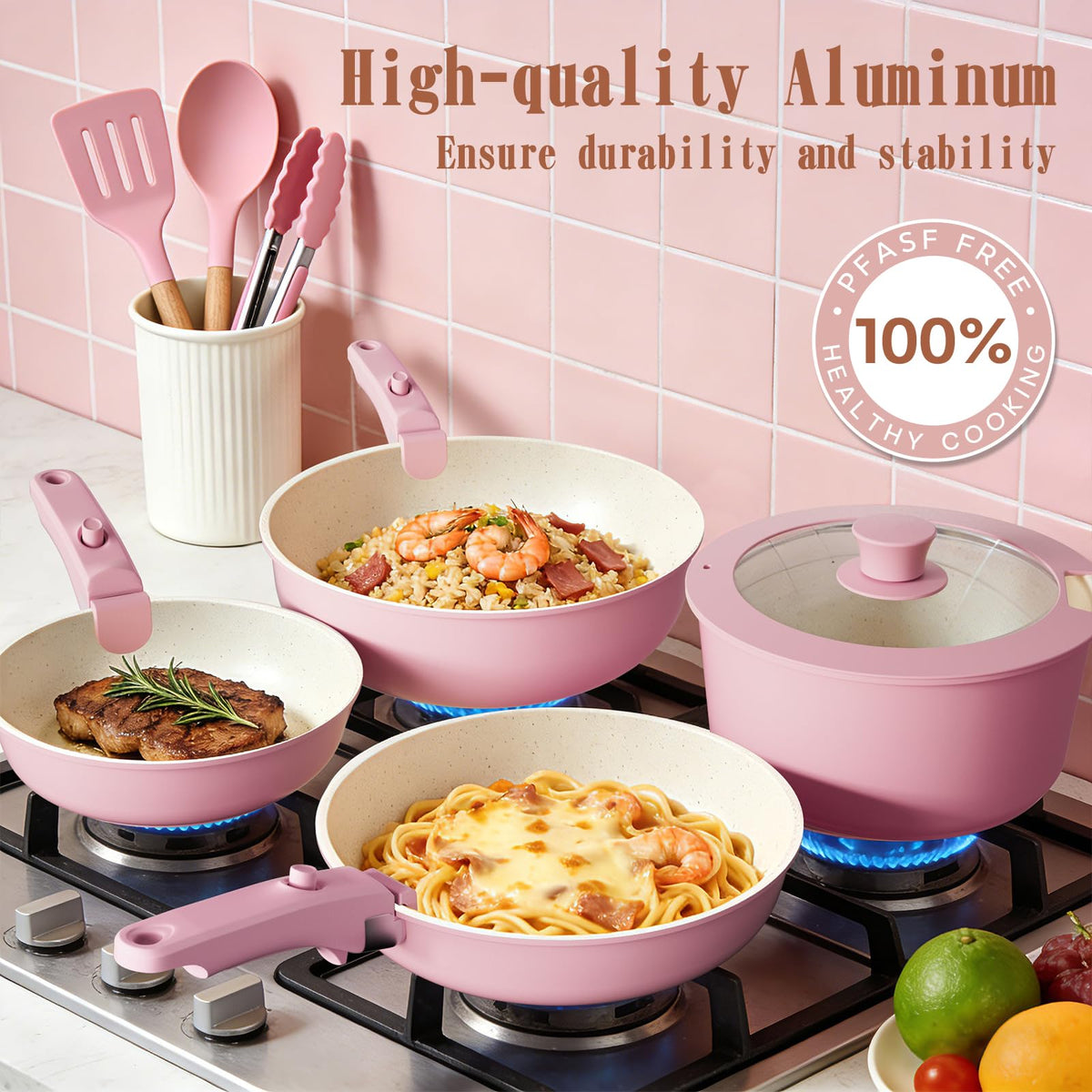 Umite Chef die-cast aluminum construction delivers even heat distribution across pans.