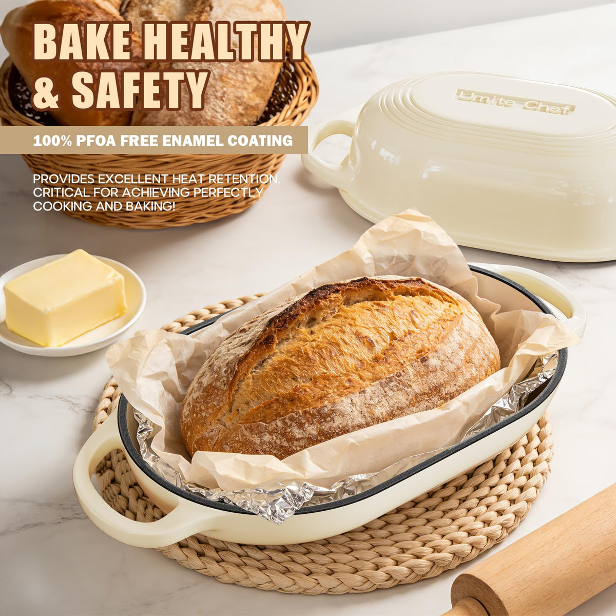 Umite Chef dough whisk blends ingredients for smooth dough texture.