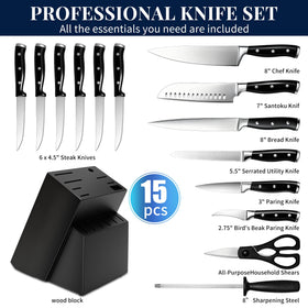 Umite Chef durable knife block keeps the set organized and accessible.