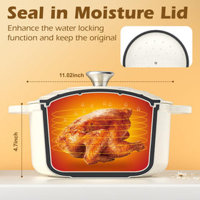 Umite Chef Dutch Oven with wide stainless handles for safe, comfortable grip.