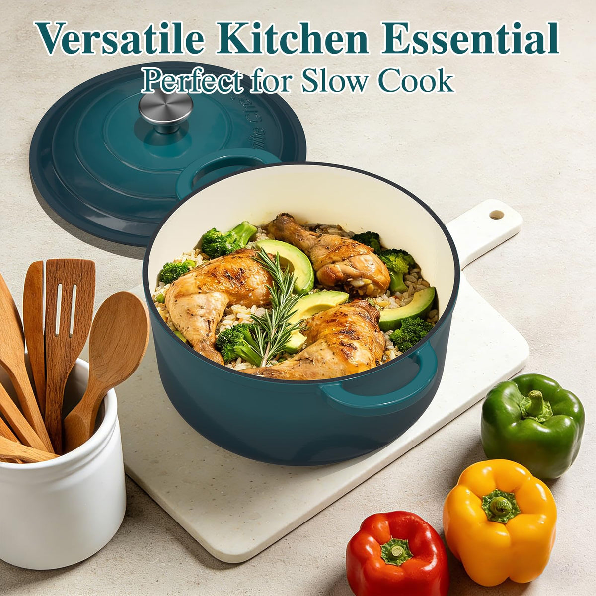 Umite Chef enamel glaze resists stains and wipes clean easily