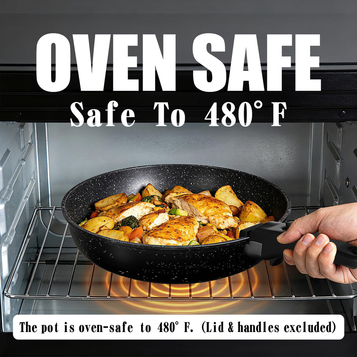 Umite Chef easy-clean nonstick surface simplifies cleanup after cooking.