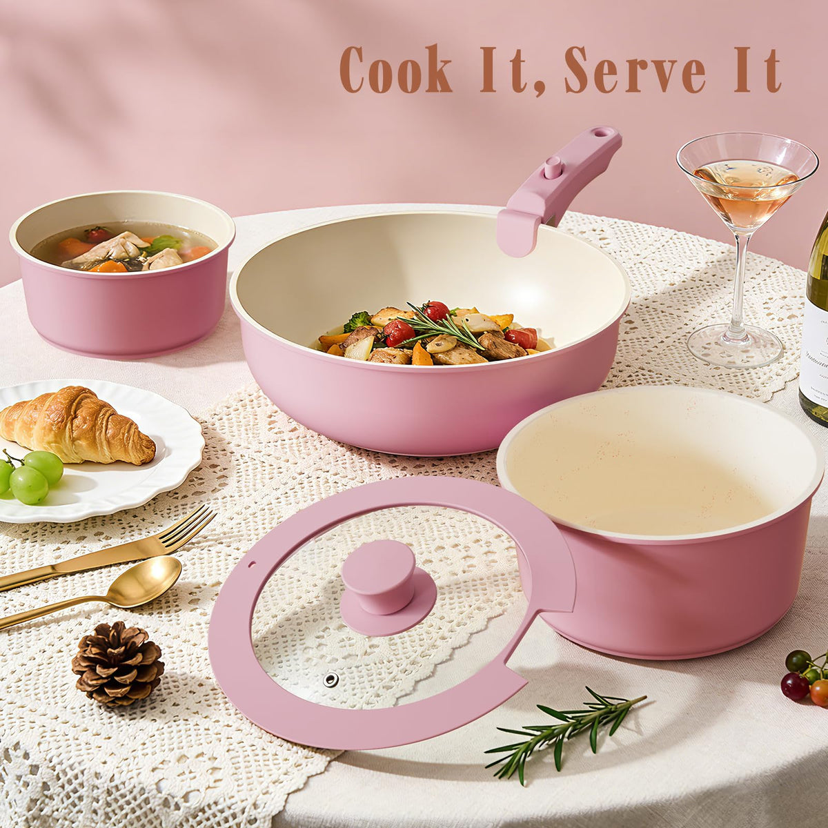 Umite Chef easy-clean nonstick coating releases food for quick wipe-downs.