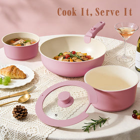 Umite Chef easy-clean nonstick coating releases food for quick wipe-downs.