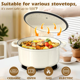 Umite Chef easy-clean enamel glaze resists stains and wipes clean.