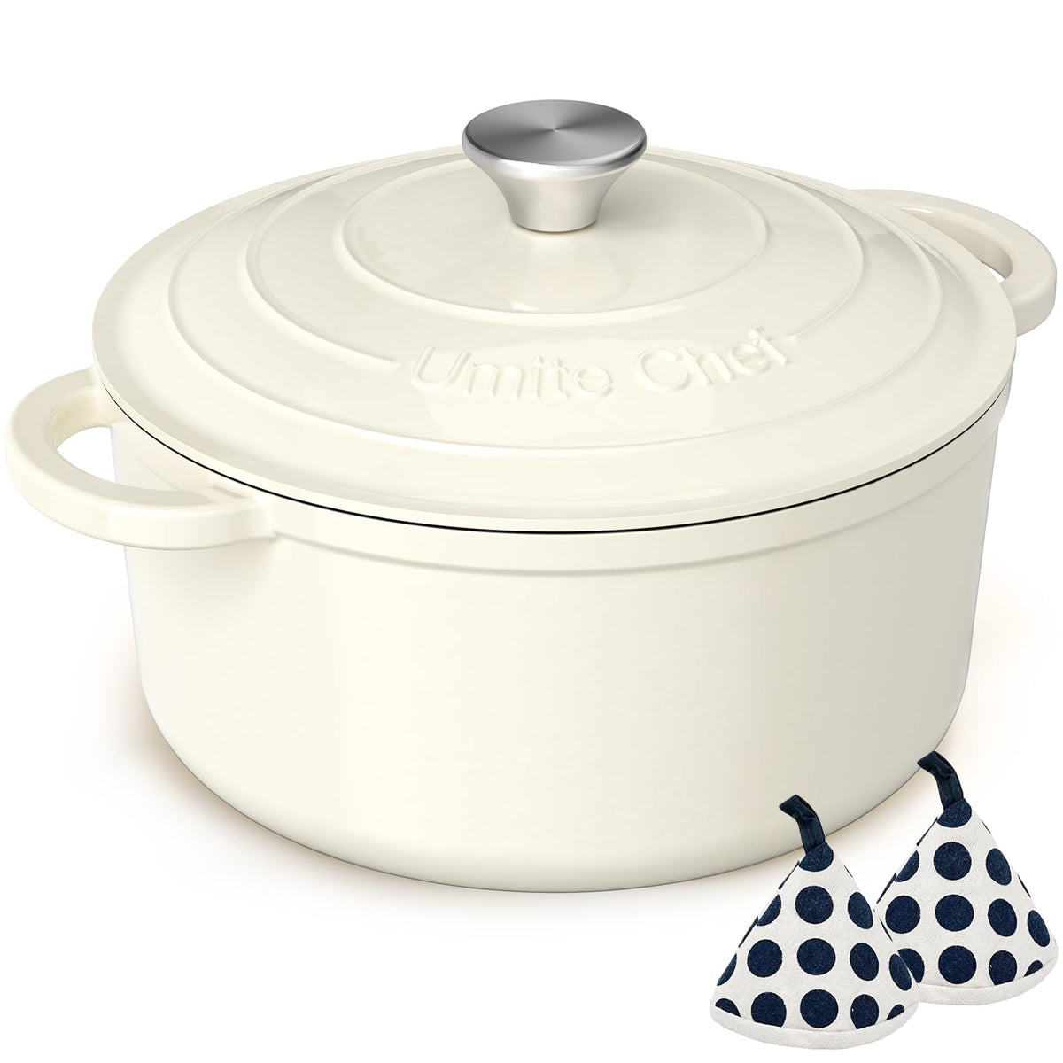Umite Chef enamel-coated cast iron Dutch Oven 7QT with lid for even heat and braising.