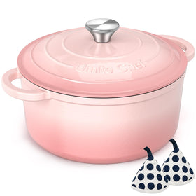 Umite Chef 7QT pink Dutch oven with lid, even heat for braising