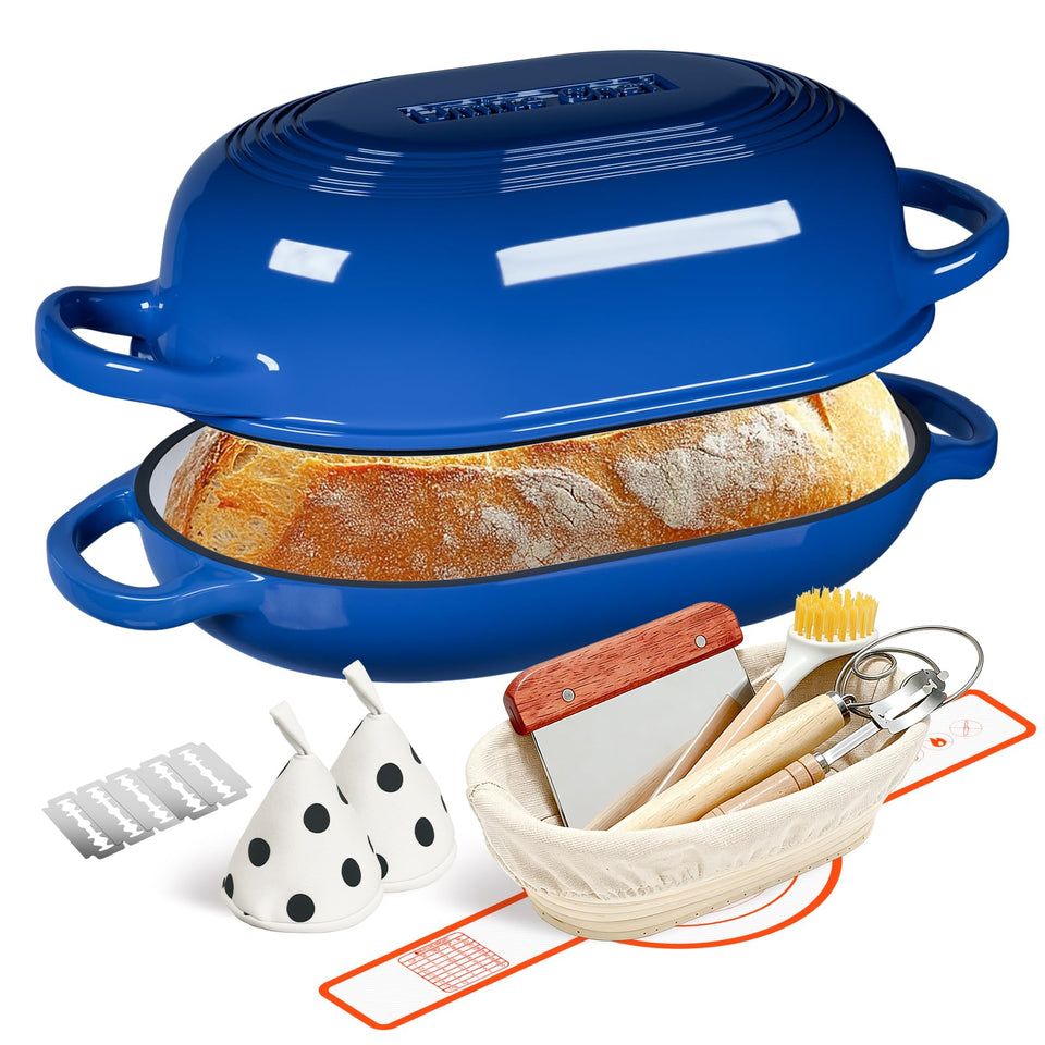 Umite Chef enamelled cast iron dutch oven lid for bakery-style crust at home.