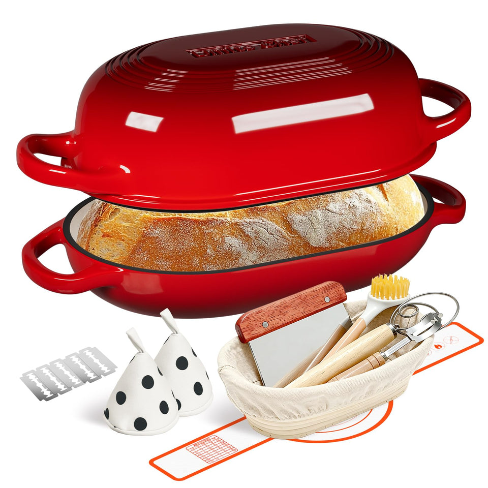 Umite Chef enameled cast iron sourdough oven with lid for bakery crust.