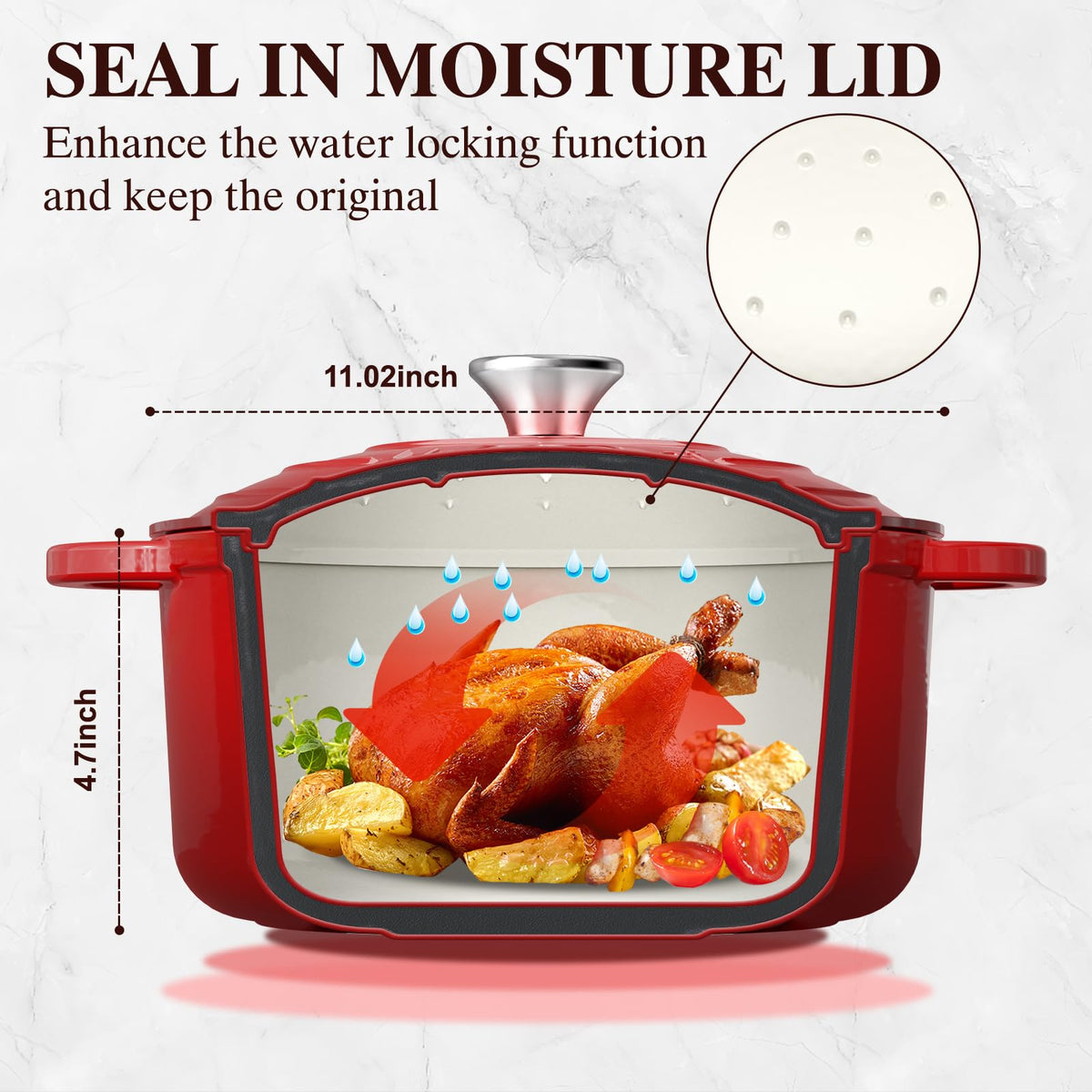 Umite Chef enameled cast iron surface gloss stays easy to clean and stain-resistant.