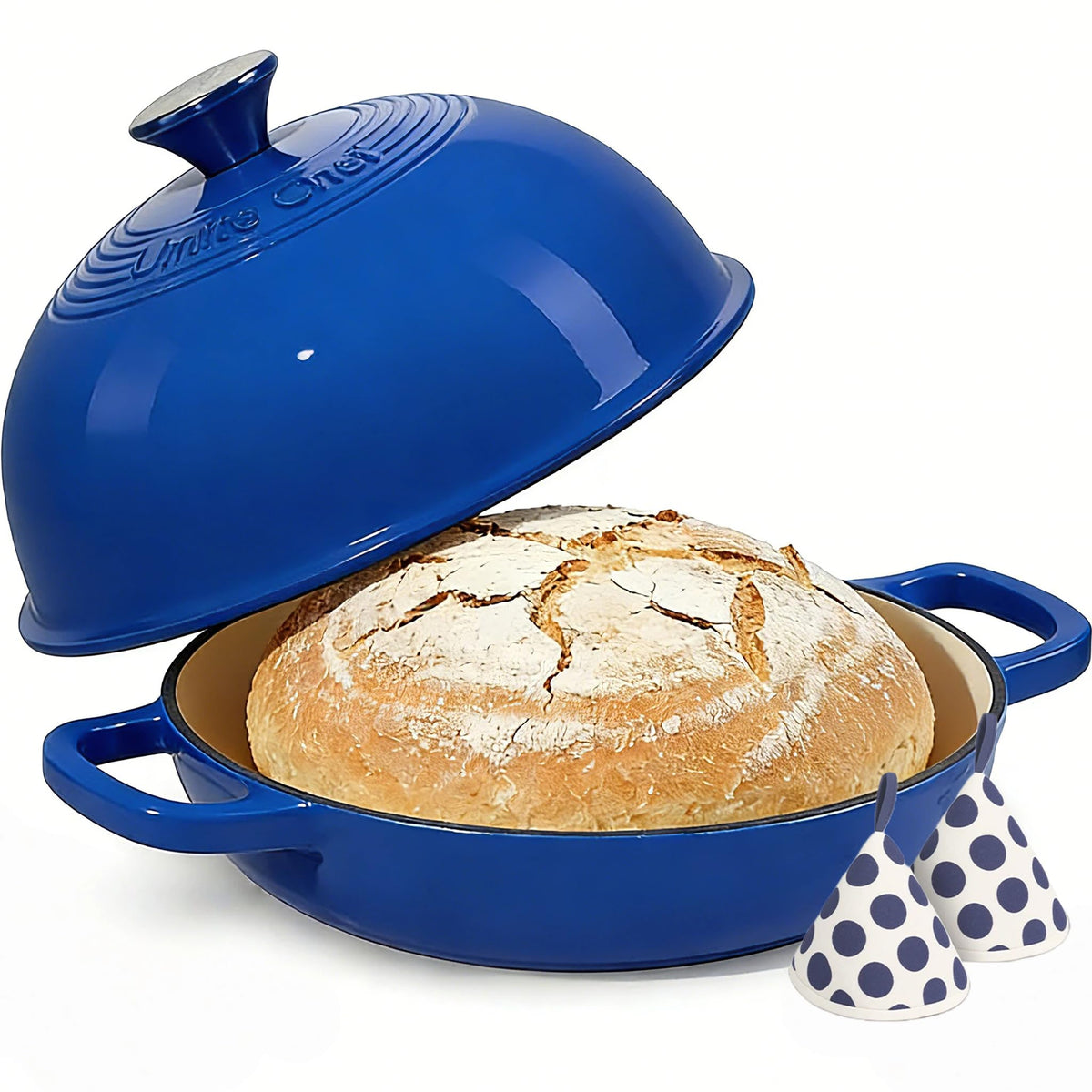 Umite Chef enamelled cast iron Dutch oven 6qt for artisanal bread baking