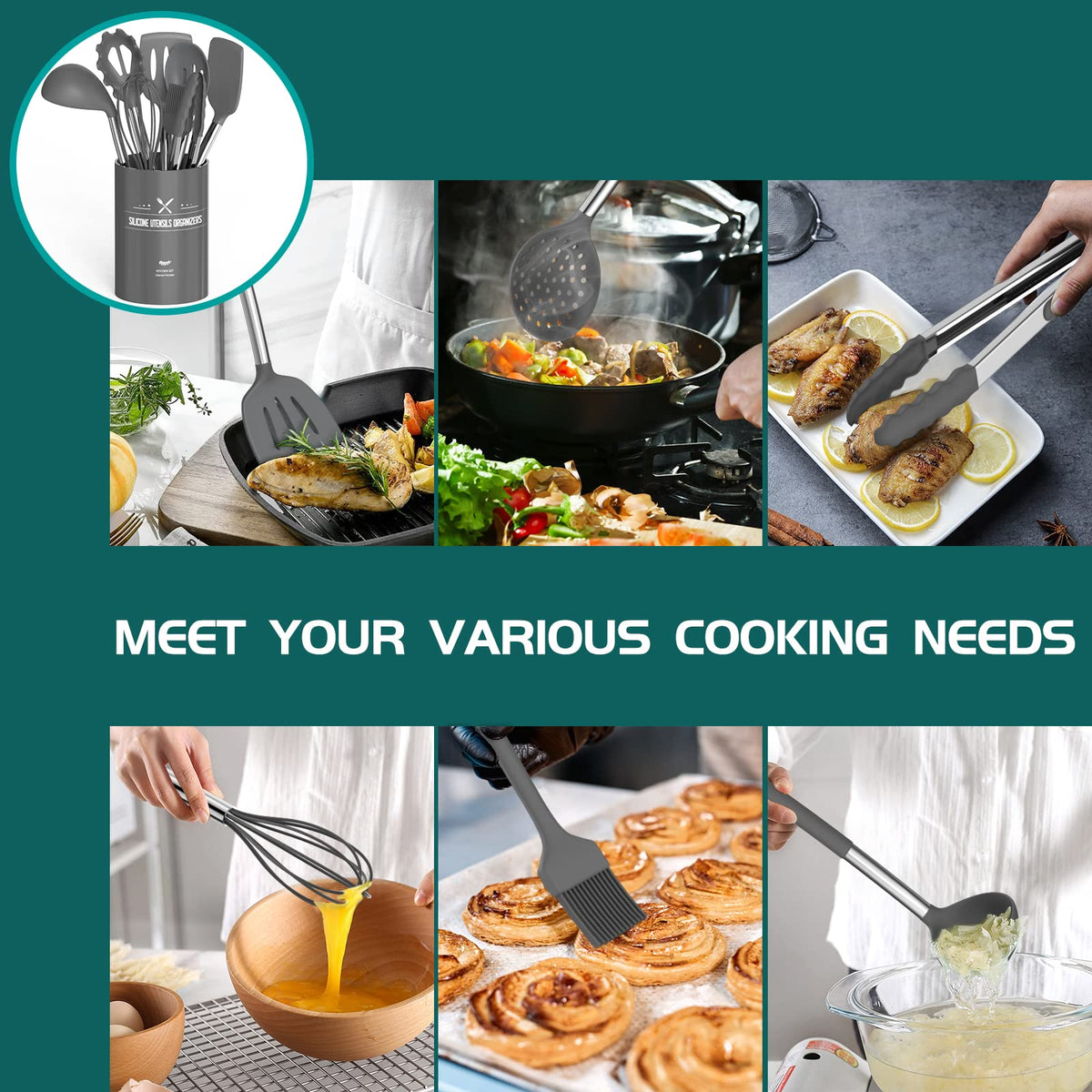 Umite Chef flexible spatula with heat-resistant silicone for nonstick pans.
