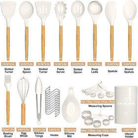 Umite Chef 33-piece set displayed on counter, showing versatile kitchen tools.