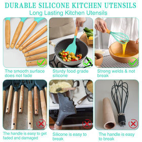 Umite Chef green color utensils set adds a bright kitchen aesthetic.