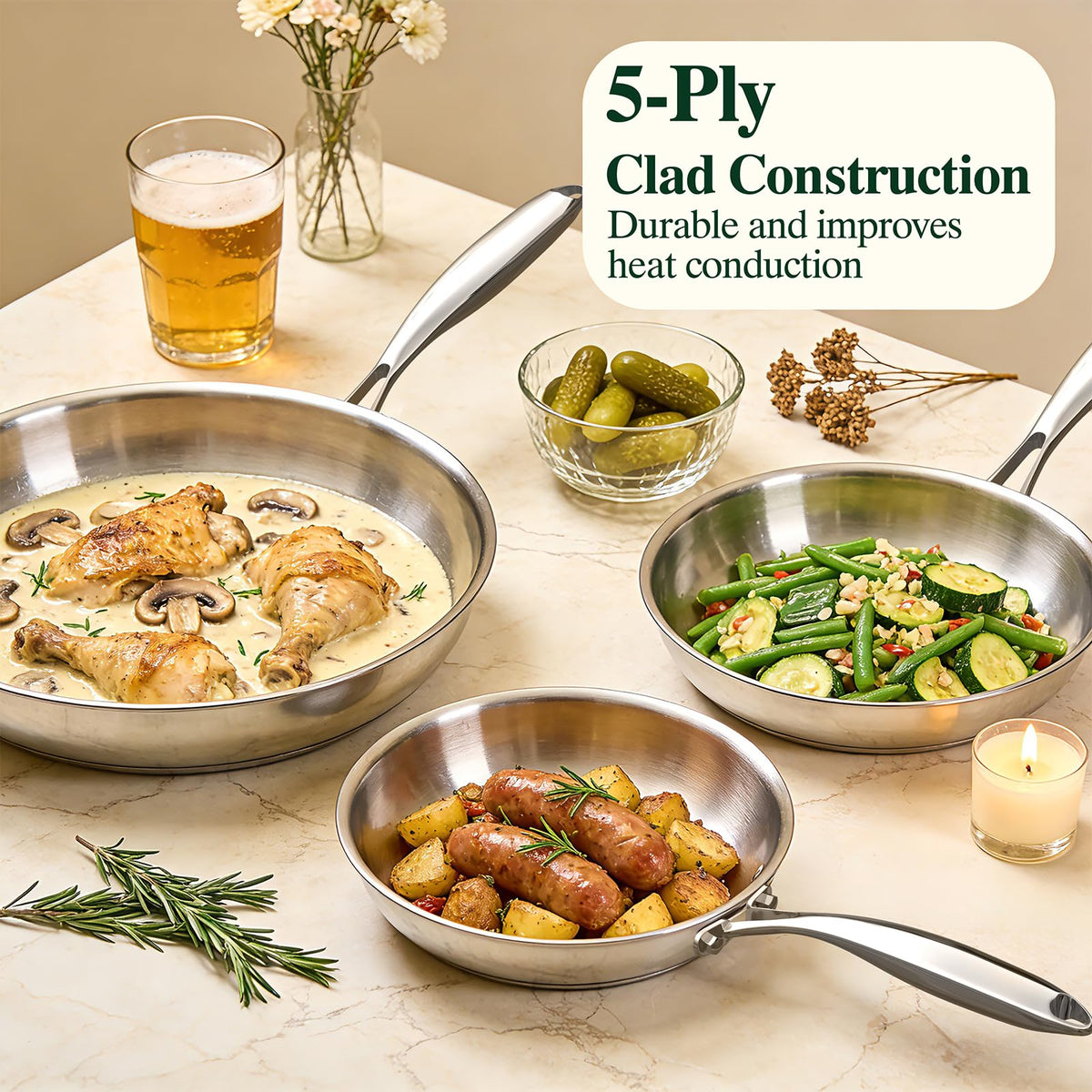 Umite Chef heavy 2.5mm pan thickness for stable heat retention