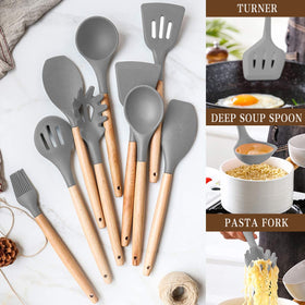 Umite Chef hooks and utensil holder in gray for organized storage