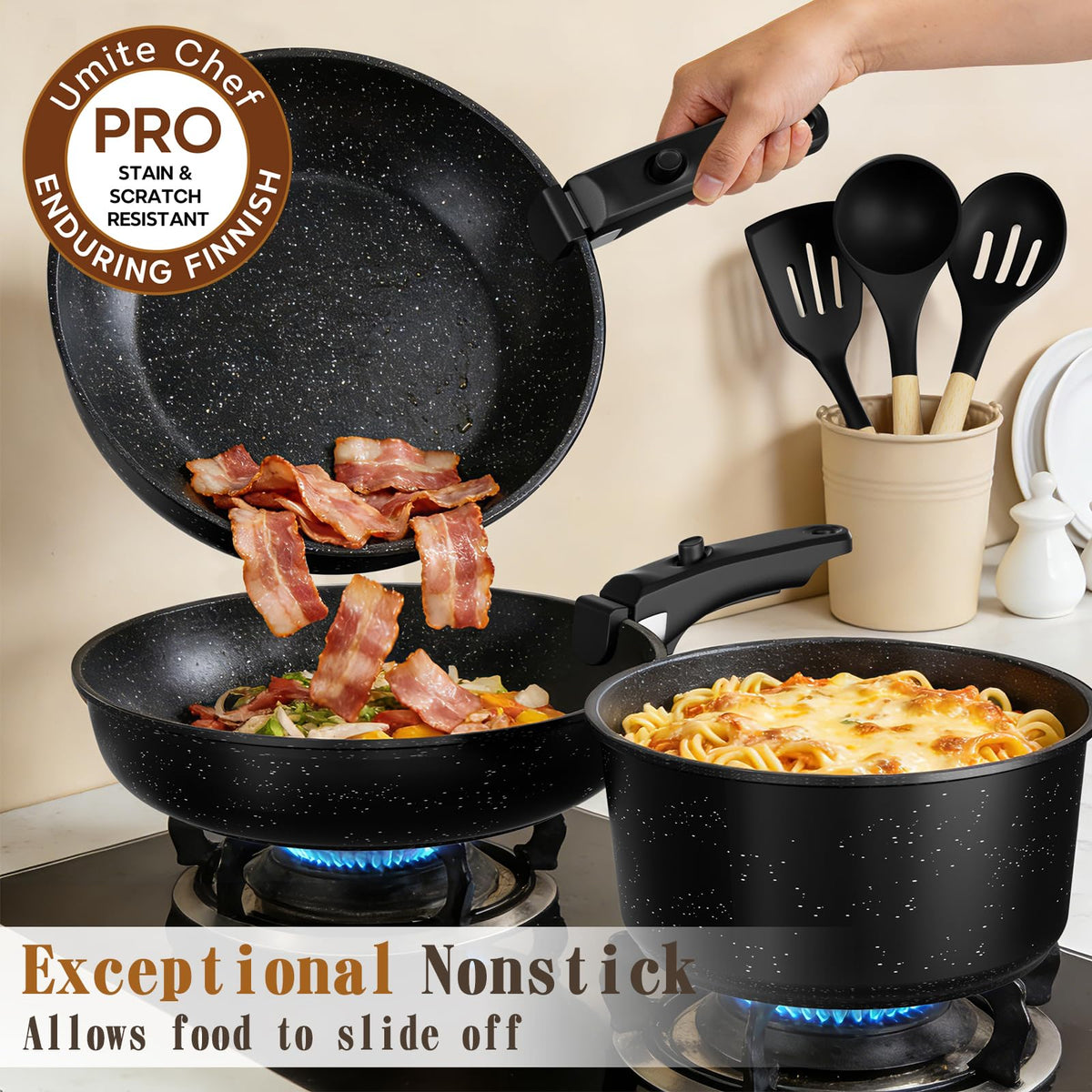 Umite Chef induction-compatible base ensures even heat on all stovetops.