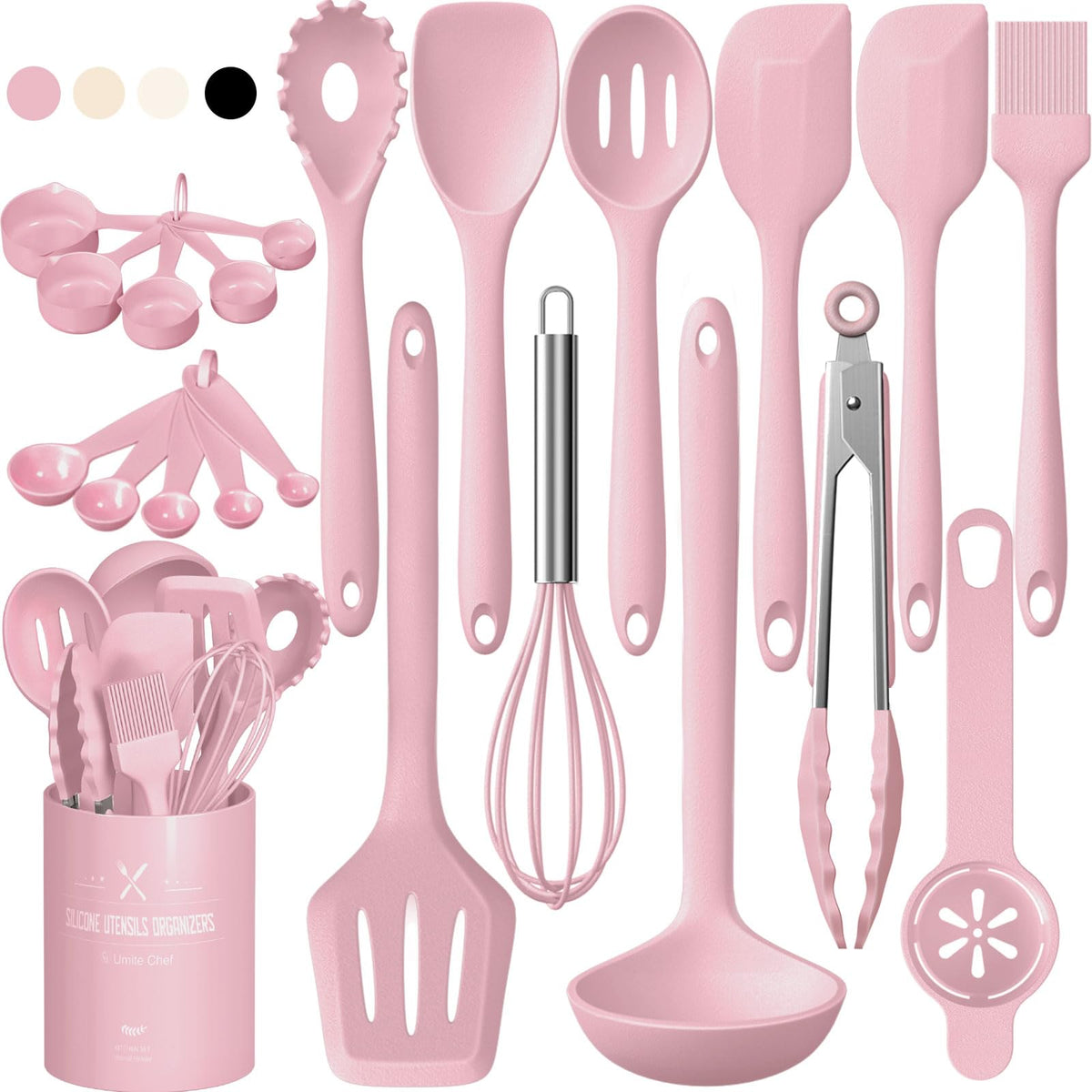 Umite Chef ladle silicone pink for heat safe serving.