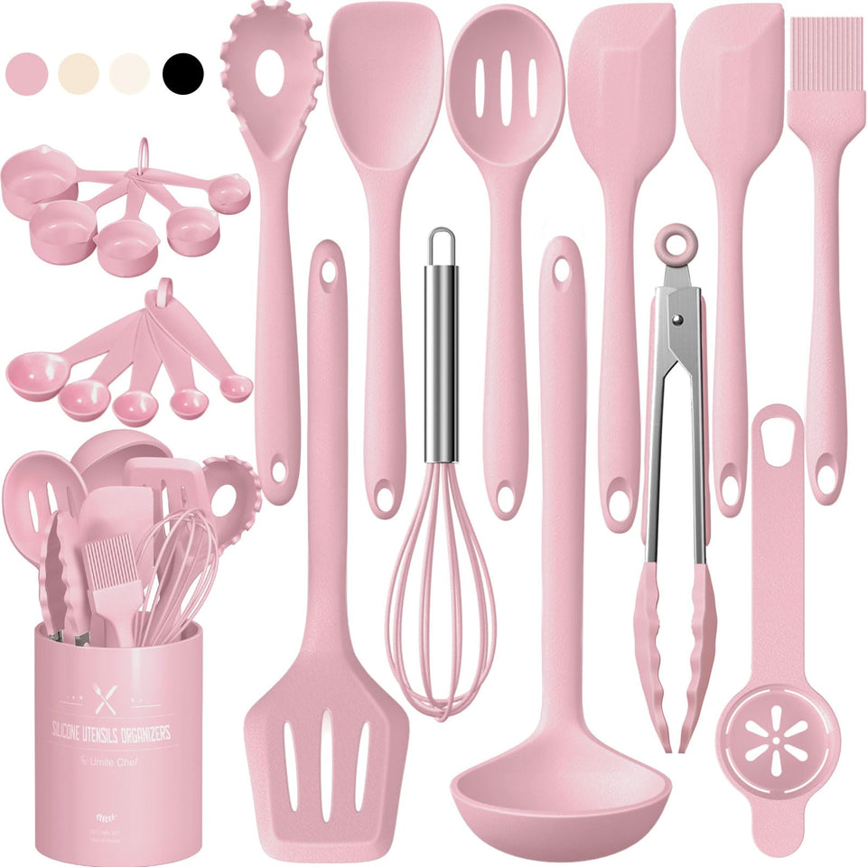 Umite Chef ladle silicone pink for heat safe serving.