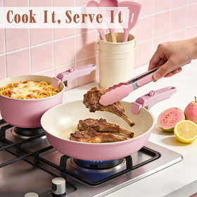 Umite Chef lids and protectors included guard cookware and simplify storage.