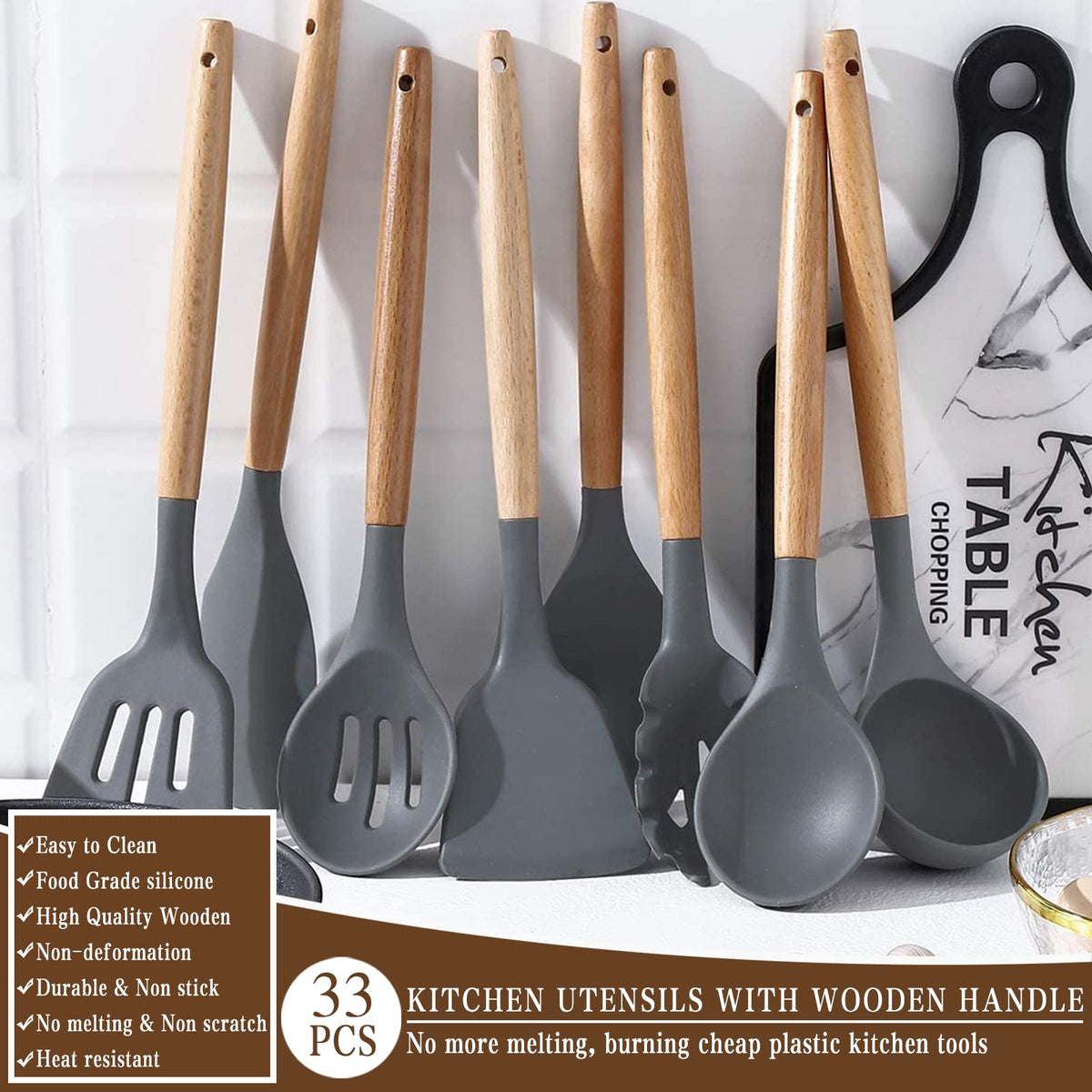 Umite Chef measuring cups and spoons in gray for precise prep