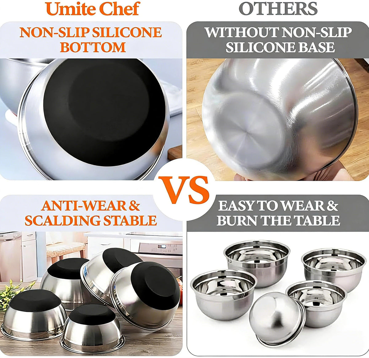 Umite Chef durable mirror finish stainless steel interior and exterior