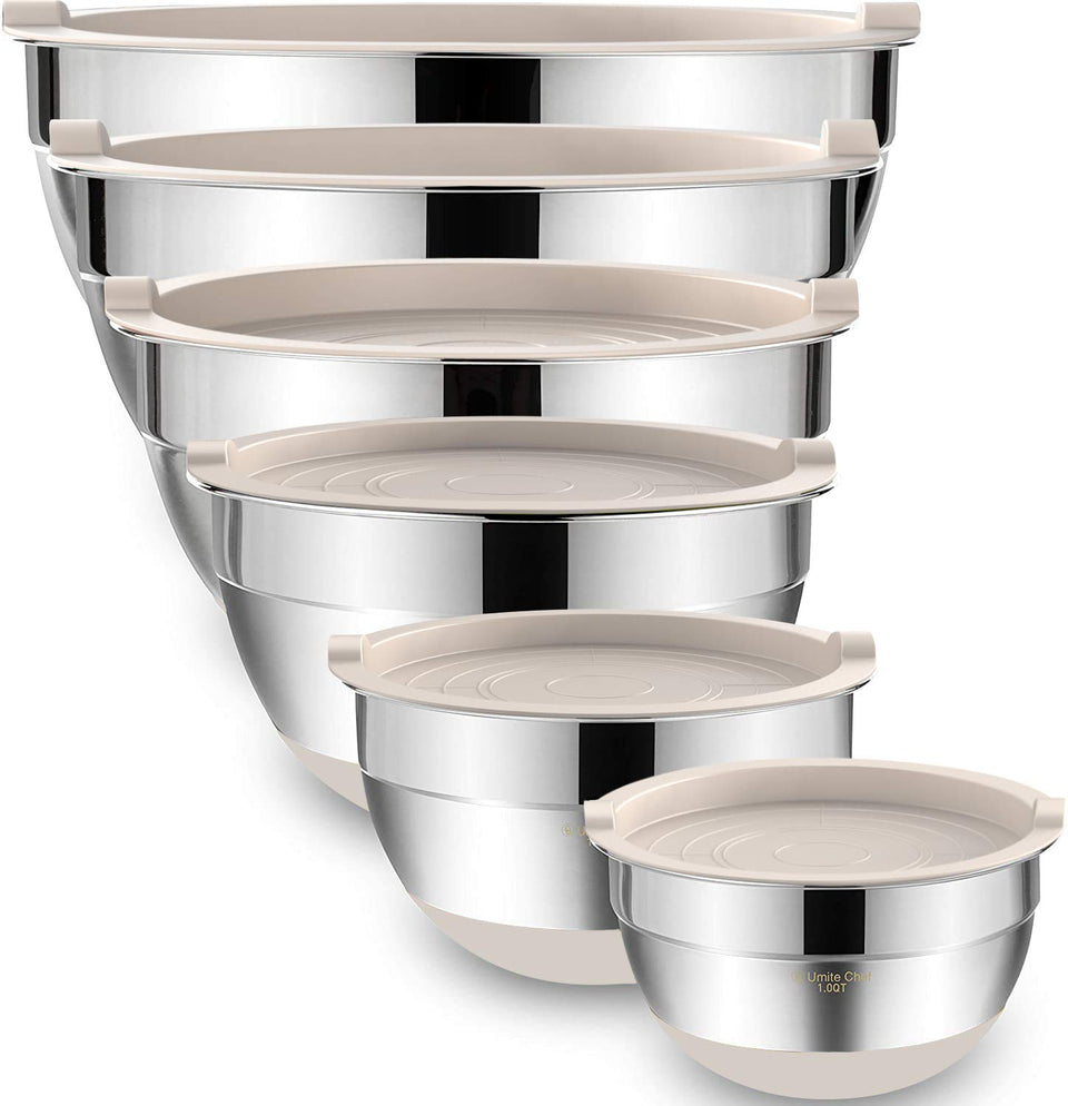 Umite Chef mixing bowls set with nesting design for easy storage and multi-portion prep.
