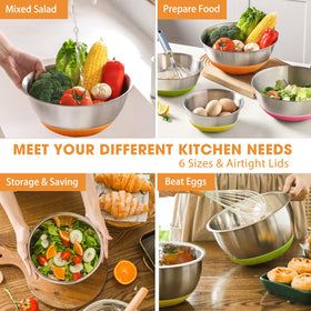 Umite Chef 3.5qt mixing bowl with colorful lid and non-slip base.