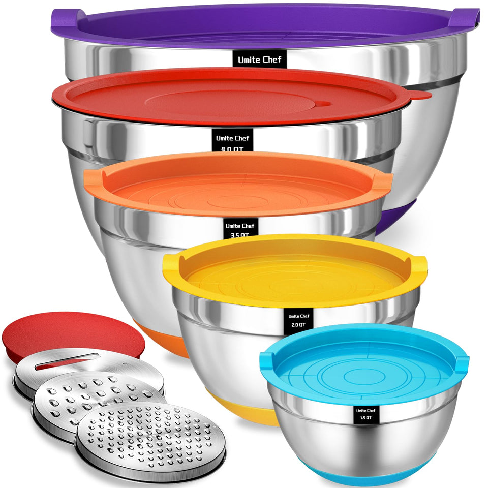 Umite Chef mixing bowls with airtight lids for organized prep