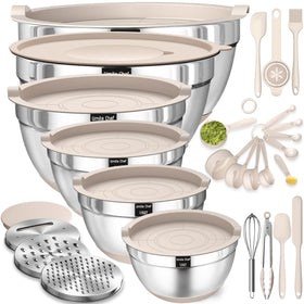 Umite Chef mixing bowls with airtight lids for fresh storage and spill prevention.