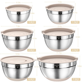 Umite Chef bowls with three grater attachments for slicing, grating, and shredding.