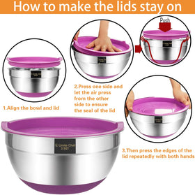 Umite Chef mixing bowls with non-slip silicone bottoms for stable mixing.