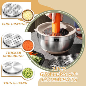 Umite Chef mixing bowls with non slip bottoms stay steady while mixing on the counter.