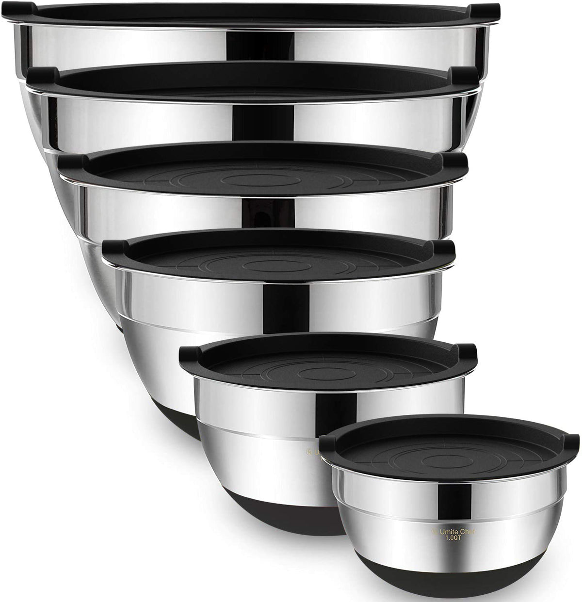 Umite Chef mixing bowls set shows durable stainless steel for versatile prep.