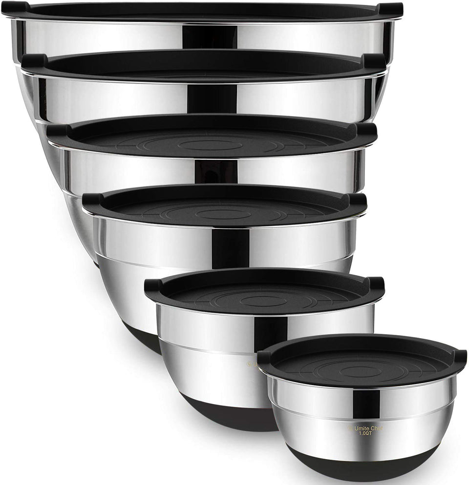 Umite Chef mixing bowls set shows durable stainless steel for versatile prep.