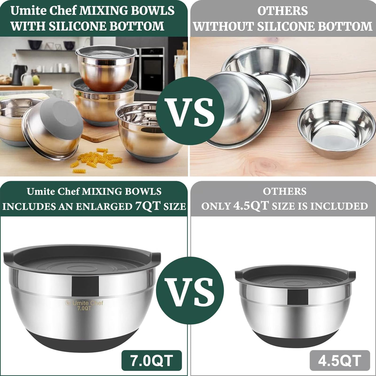 Umite Chef nesting bowls save space with deep, stacked designs.