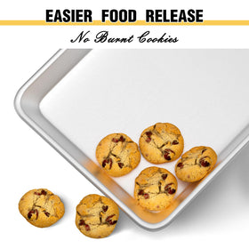 Umite Chef non-coated aluminum cookie sheet delivers toxin-free cooking and quick browning.