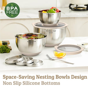 Umite Chef bowls with non-slip silicone base stay steady during prep.